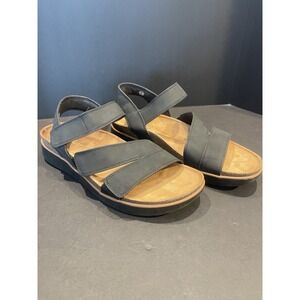 Skechers Lifted Comfort Black Strappy Sandals Cork Memory Foam Footbed Sz 10 EUC